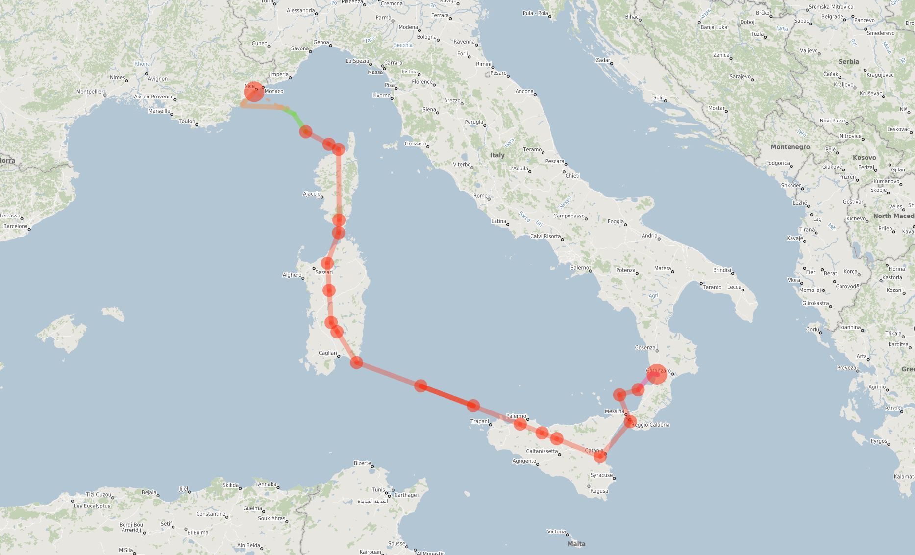 Flightplan Lamezia Terme to Nice