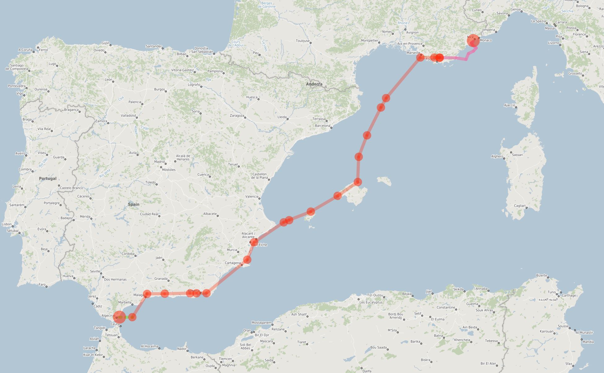 Flightplan Nice to Gibraltar